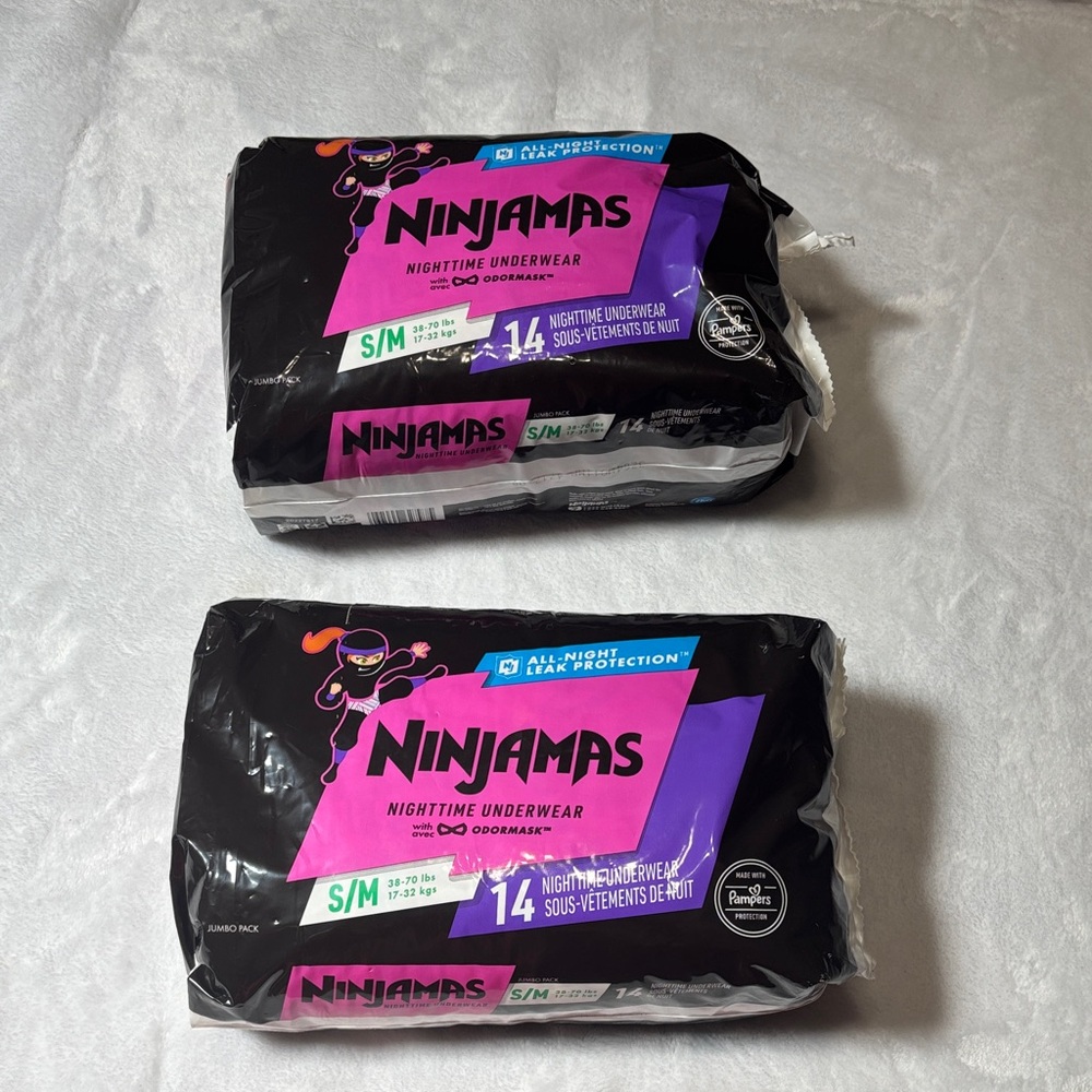 Ninjamas 2 Packs Nighttime Underwear - Black and Purple